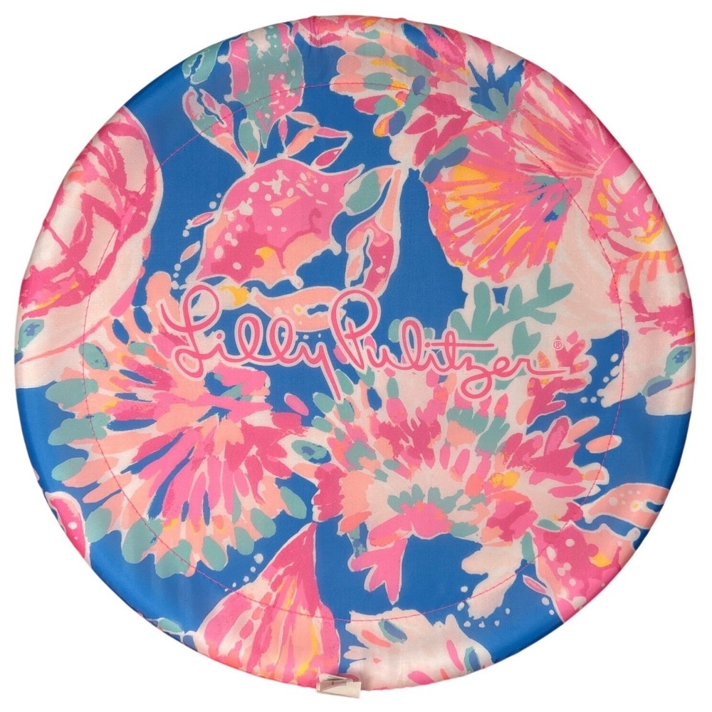 Lilly Pulitzer Flying Disc Tropical Pink Crab Blue Floral Frisbee Outdoor Beachy